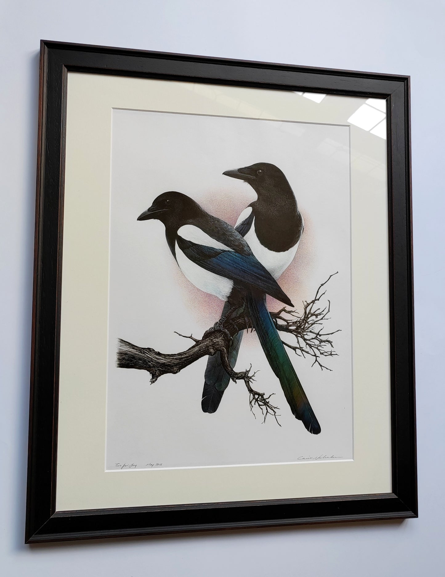 Framed Original Artwork - Two for Joy, Magpies