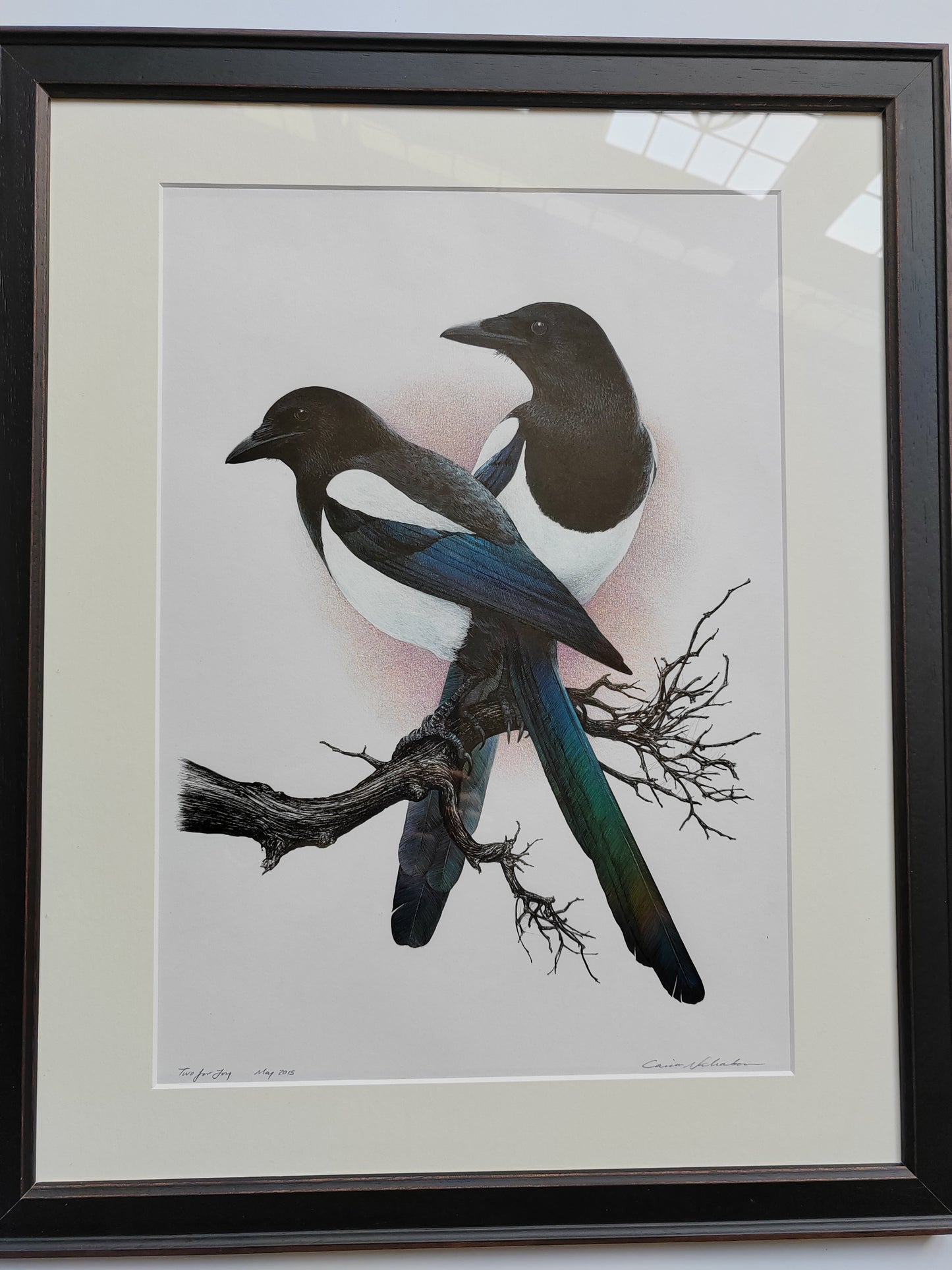 Framed Original Artwork - Two for Joy, Magpies