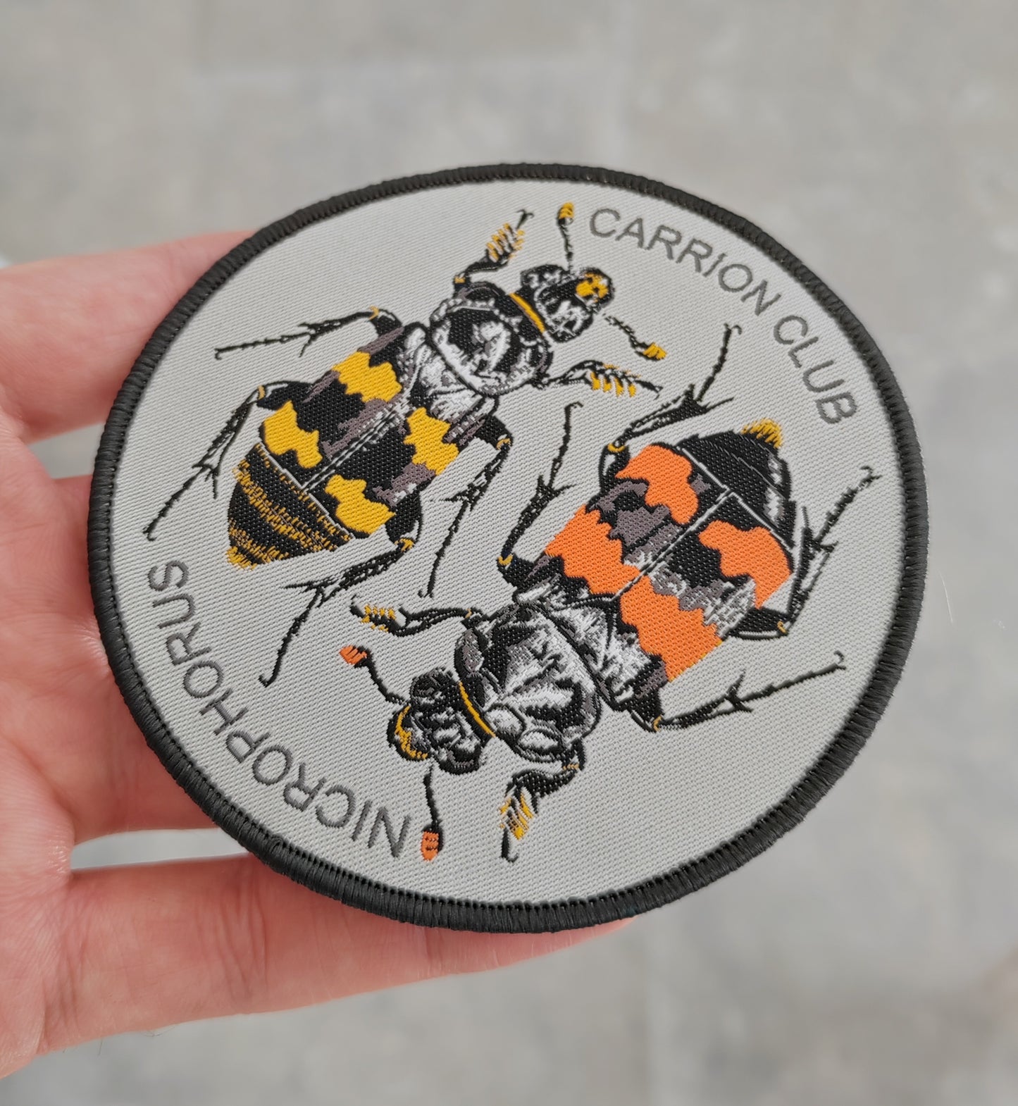Nicrophorus, Carrion Club, embroidered sew on patch