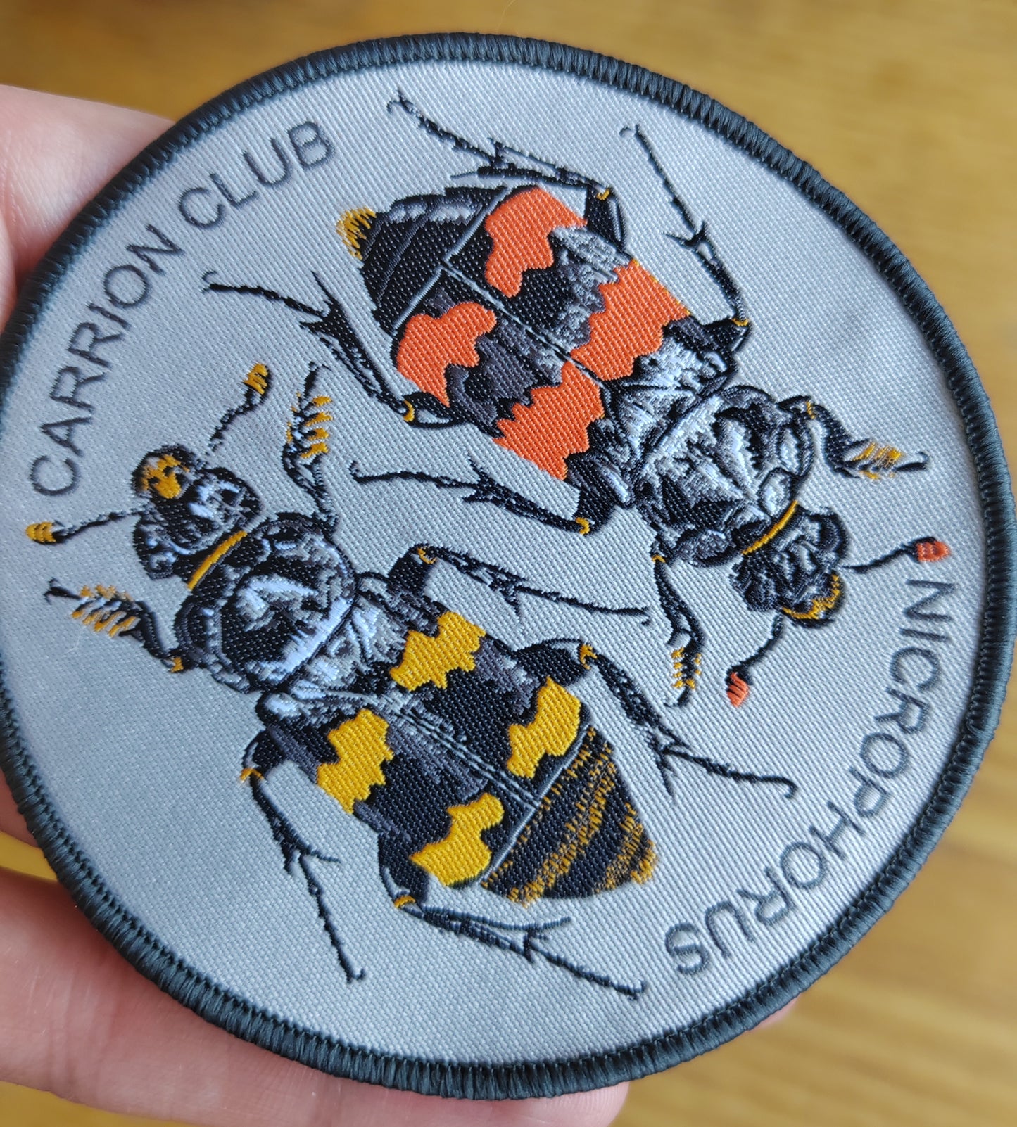 Nicrophorus, Carrion Club, embroidered sew on patch