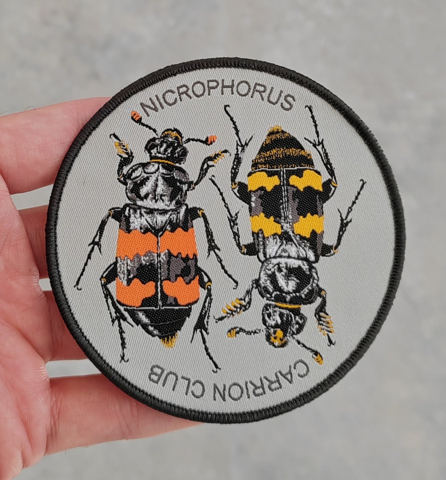 Nicrophorus, Carrion Club, embroidered sew on patch