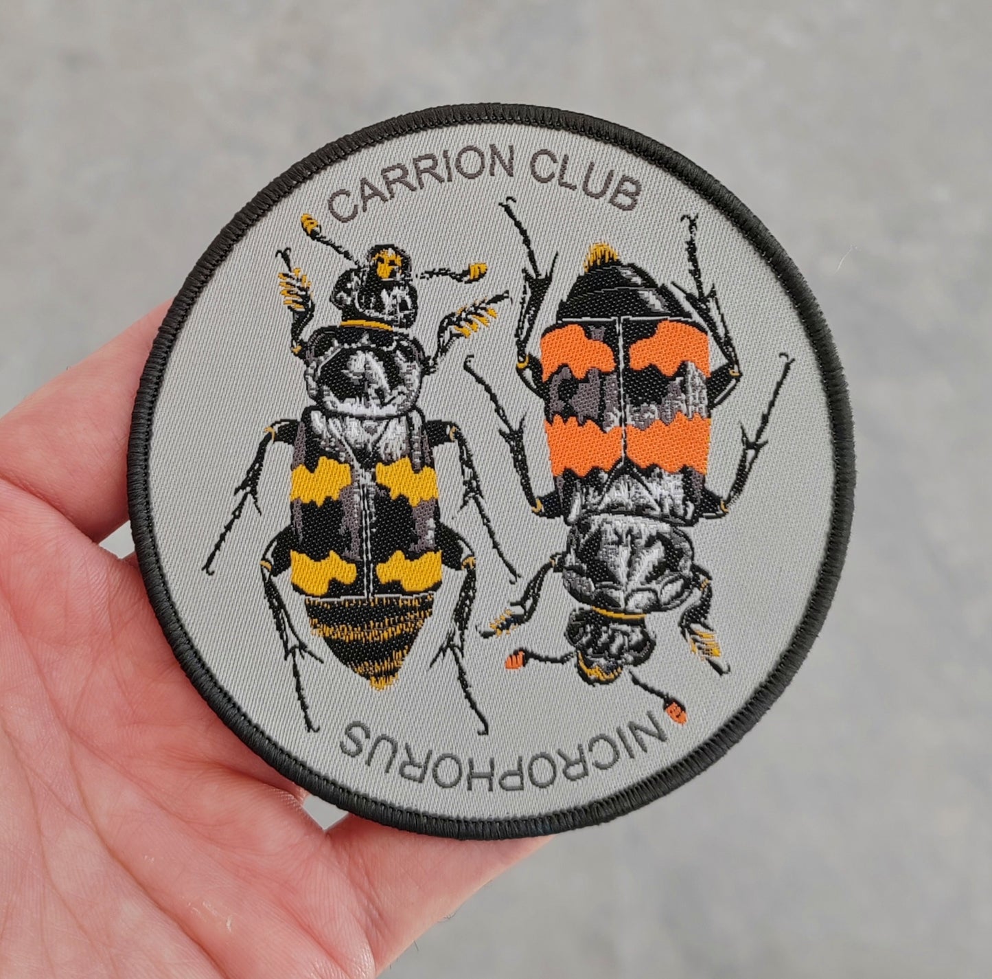 Nicrophorus, Carrion Club, embroidered sew on patch