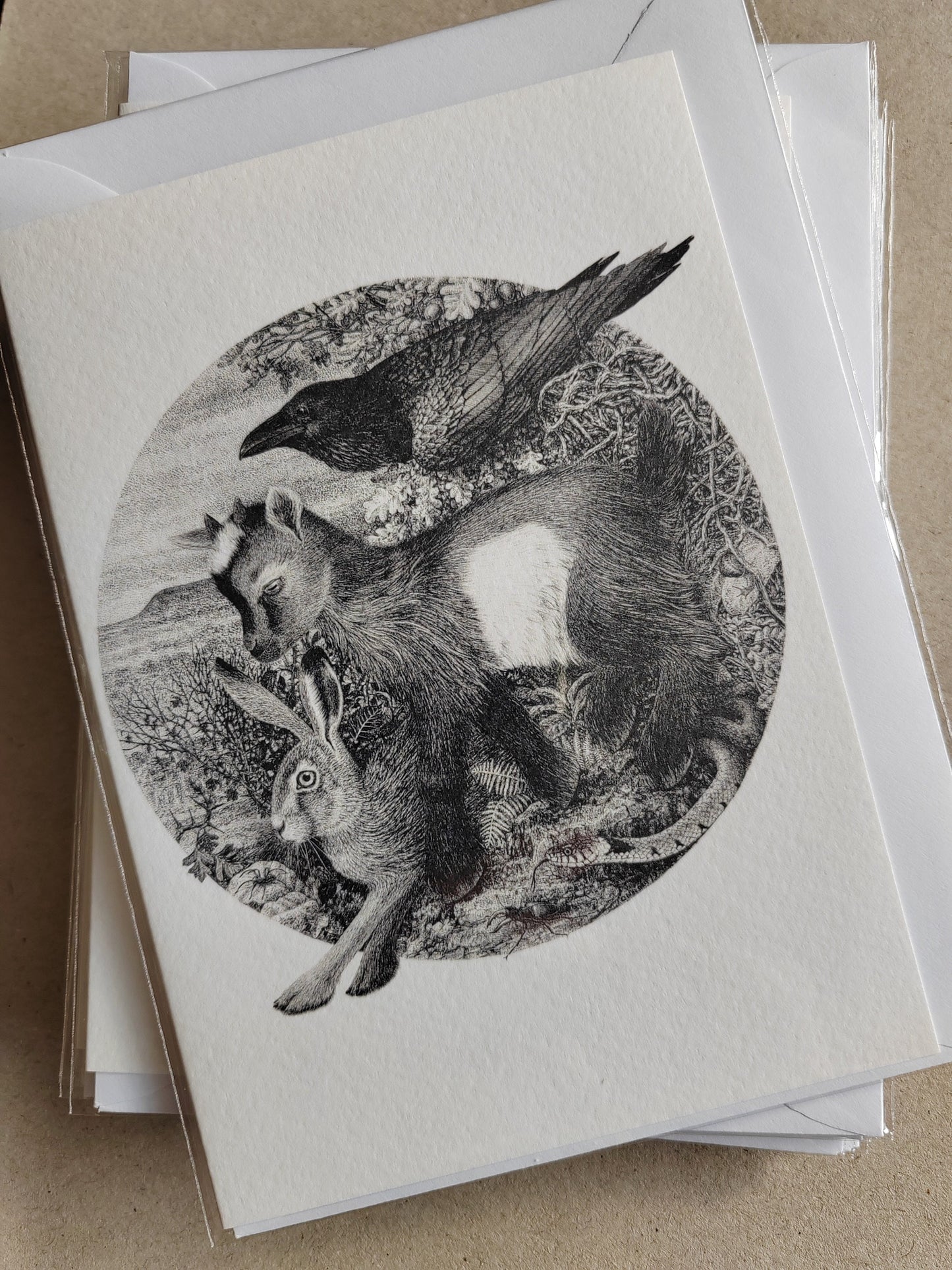 The Magic Returning - Hare, Goat, Raven, Snake Greetings Card, A6 size