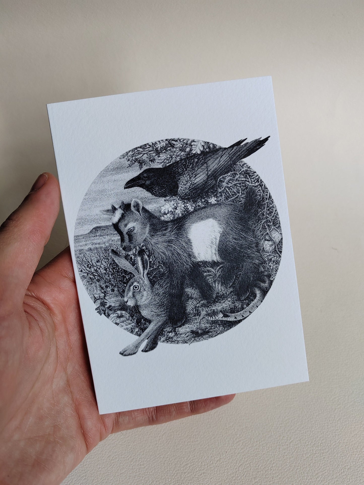 The Magic Returning - Hare, Goat, Raven, Snake Greetings Card, A6 size