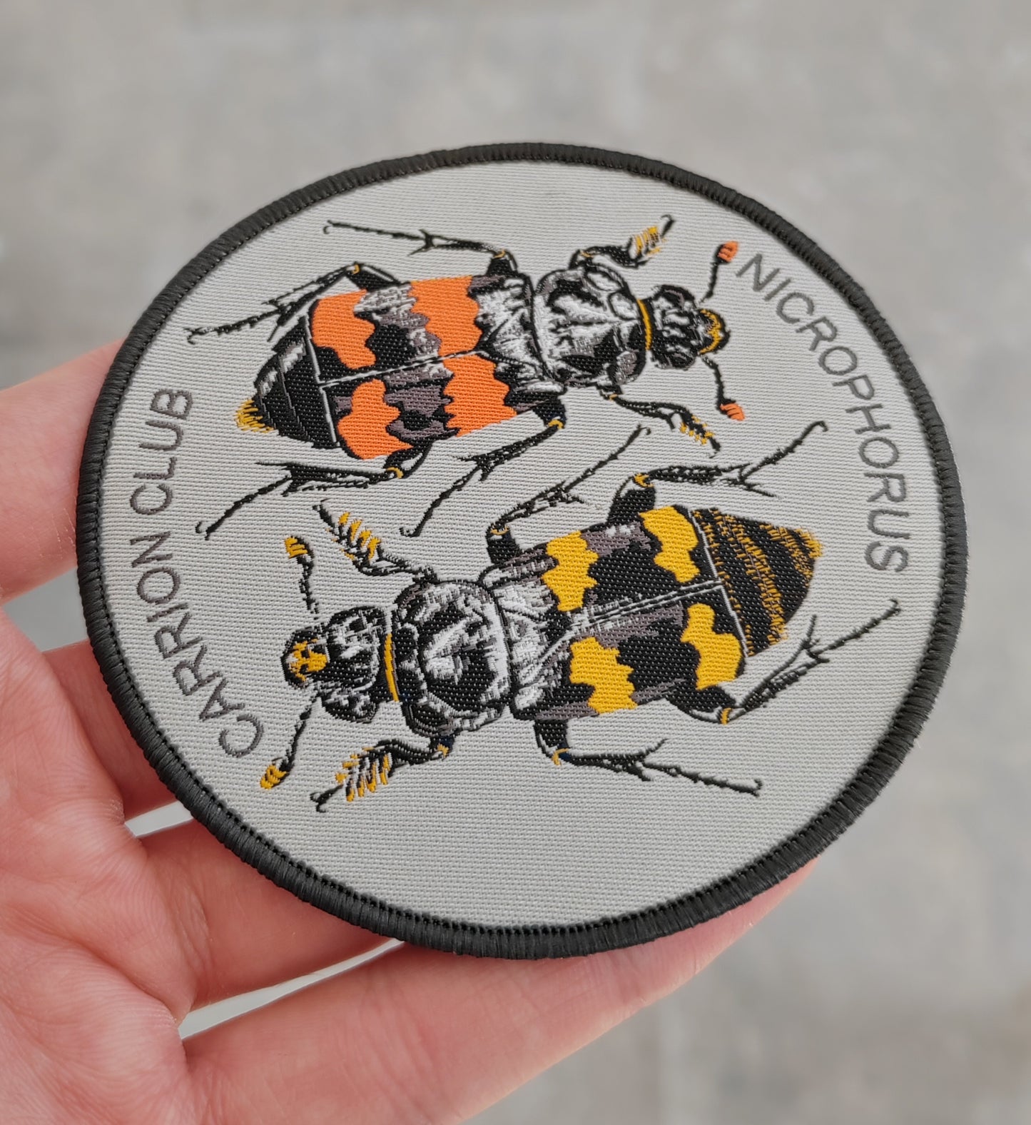 Nicrophorus, Carrion Club, embroidered sew on patch