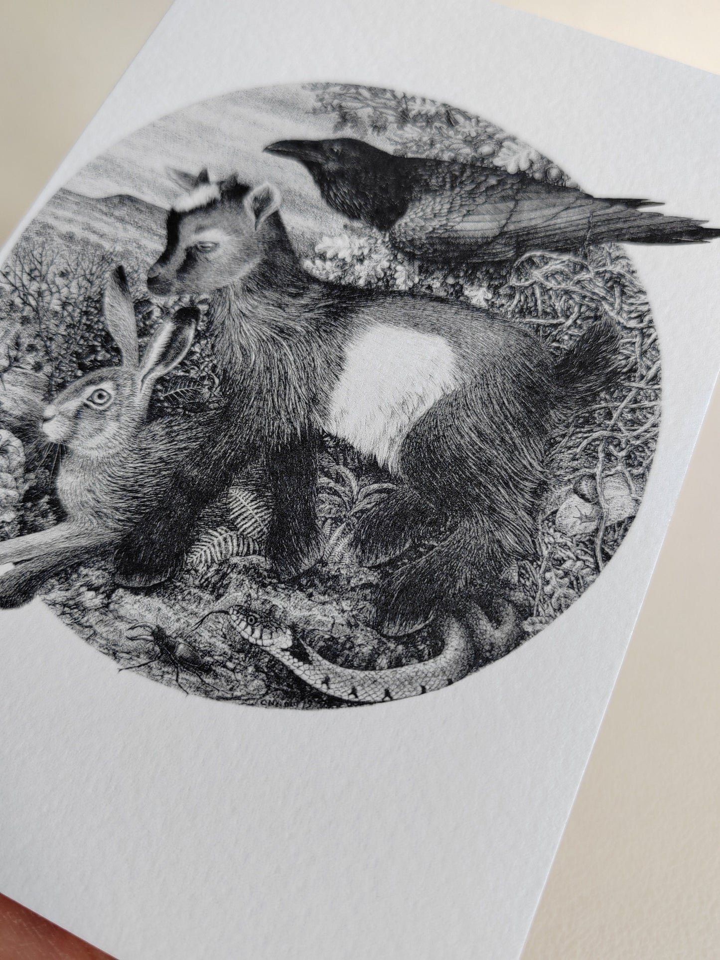 The Magic Returning - Hare, Goat, Raven, Snake Greetings Card, A6 size